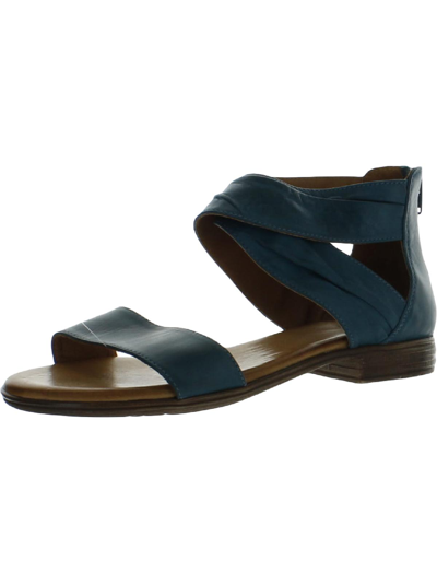 Miz Mooz Daphne Womens Leather Ankle Strap Flat Sandals In Blue