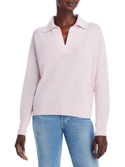 Private Label Womens Cashmere Polo Pullover Sweater In Pink