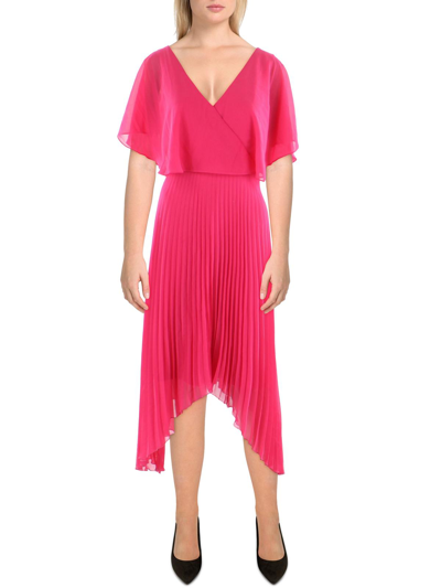 Kensie Womens Drapey Handkerchief Hem Cocktail And Party Dress In Pink