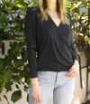 Veronica M Crossover Longsleeve Top In Black In Black