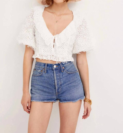 FOR LOVE & LEMONS CASSIE CROP TOP IN WHITE