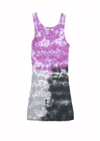 T2LOVE TIE DYE RAW EDGE TANK IN GREY/PINK TIE DYE