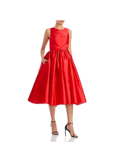 Amsale Womens Taffeta Sleeveless Fit & Flare Dress In Red