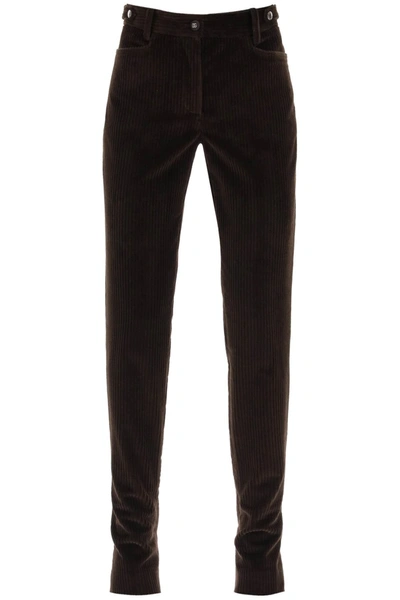 Dolce & Gabbana Bell-bottom Corduroy Pants In Brown
