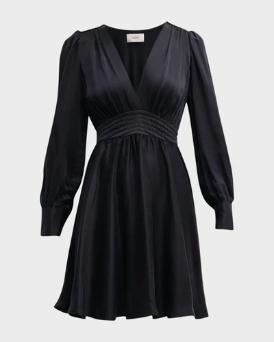 Xirena Cosima Deep V-neck Silk Mini Dress In Black