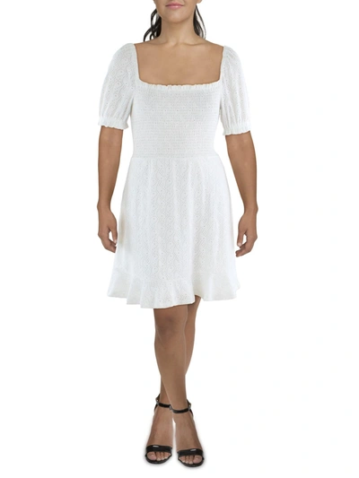 Michael Michael Kors Womens Eyelet Short Mini Dress In White