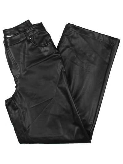 Rd Style Amber Womens Vegan Leather High Rise Straight Leg Pants In Black