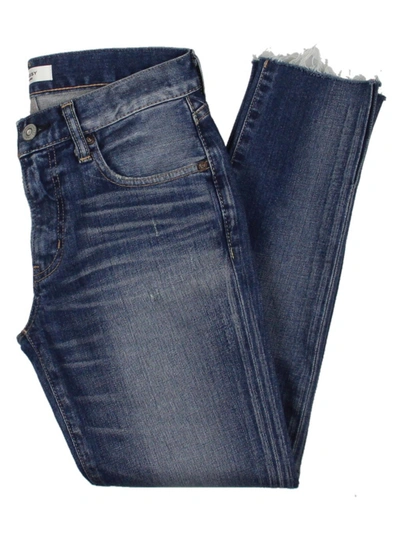 Moussy Vintage Appleton Womens Denim Raw Hem Skinny Jeans In Blue
