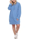 White Mark Plus Womens Hooded Mini Sweatshirt Dress In Blue