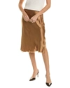 Vince Silk Chiffon-trimmed Slip Skirt In Brown