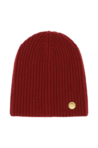 Dolce & Gabbana Ribbed Cashmere Beanie Hat In Red