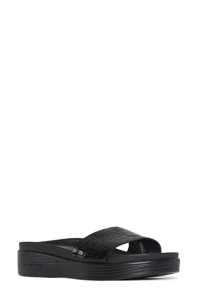 Donald Pliner Fiji Suede Slide Sandal In Black/ Black