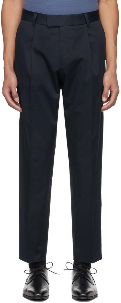 Hugo Boss Navy Porsche Edition Pleated Trousers In Dark Blue 404