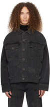 Balmain Worn-effect Denim Jacket In 0pc Noir Dã‰lavã‰