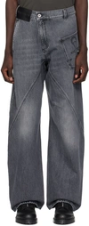 JW ANDERSON GRAY TWISTED JEANS