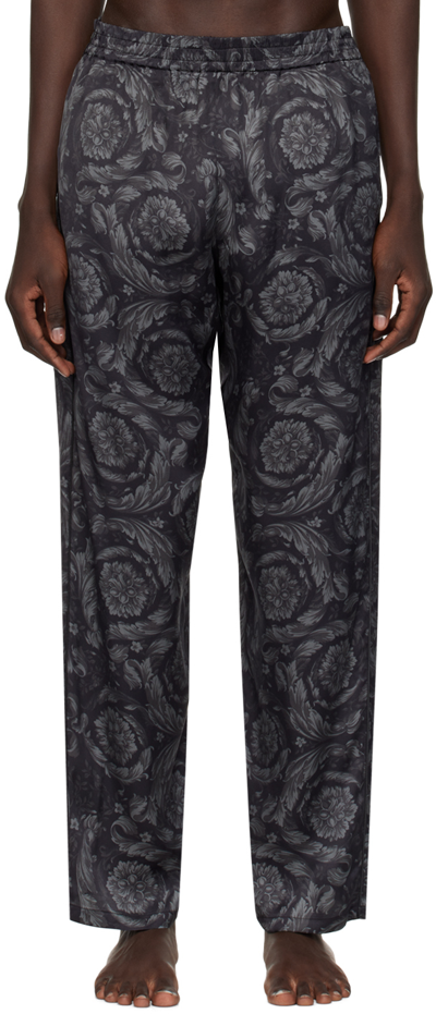 Versace Black Barocco Lounge Trousers In 5b050-black+grey