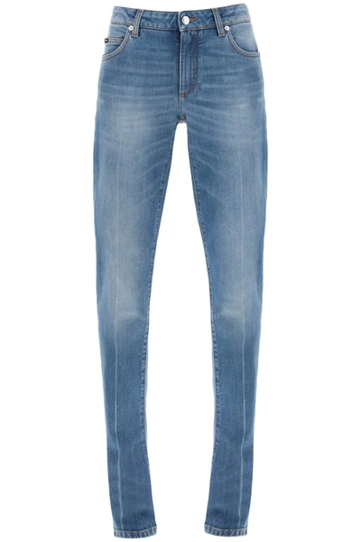 Dolce & Gabbana Low Rise Trumpet Jeans In Blue