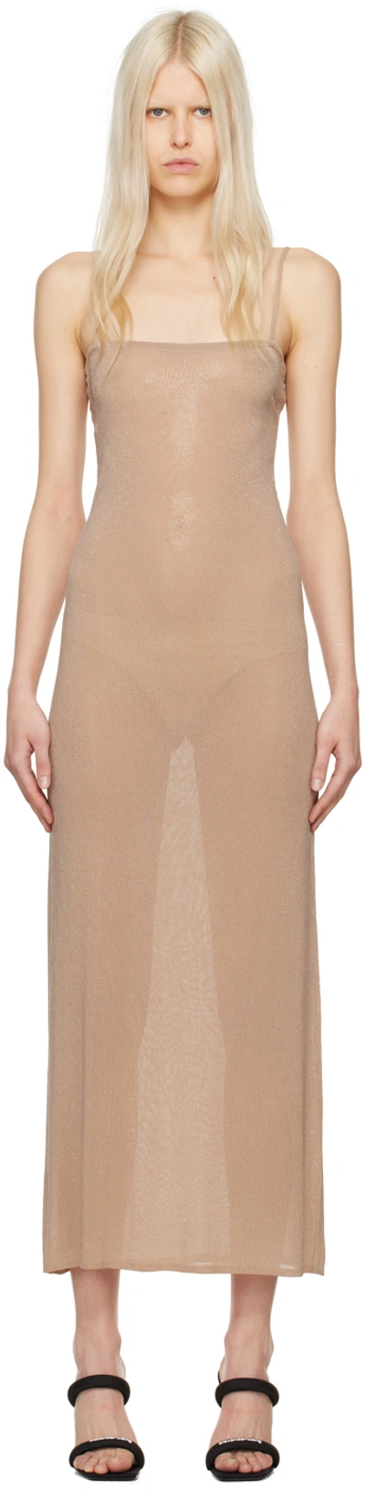 Alexander Wang Crystal Bead Hotfix Cami Tank Dress In Smokey Rose