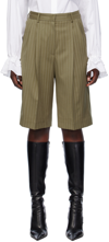 Msgm Khaki Pinstripe Shorts In 37 Military