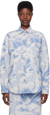 MSGM BLUE EMBROIDERED DENIM SHIRT