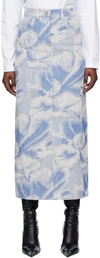 MSGM BLUE JACQUARD DENIM MAXI SKIRT