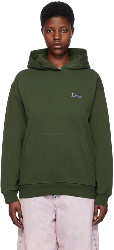 Dime Green Classic Hoodie In Forest Green