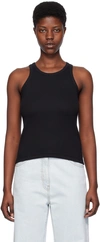 Msgm Embroidered-logo Ribbed Tank Top In Black
