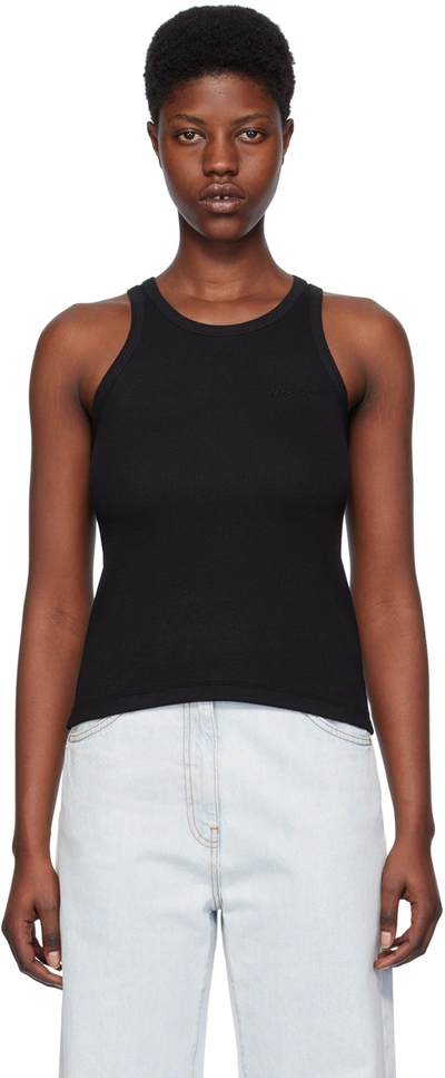 Msgm Embroidered-logo Ribbed Tank Top In Black