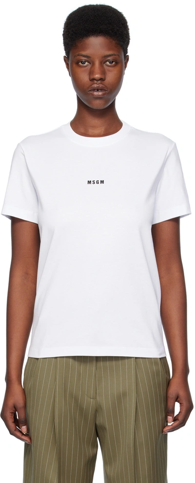 Msgm White Micro T-shirt In 01 Optical White