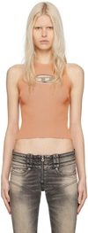 Diesel Cut-out Knit Top With Logo Plaque In Orange