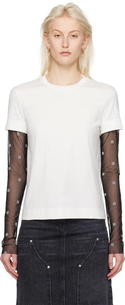 Givenchy White & Black Layered Long Sleeve T-shirt In 154-ivory/black