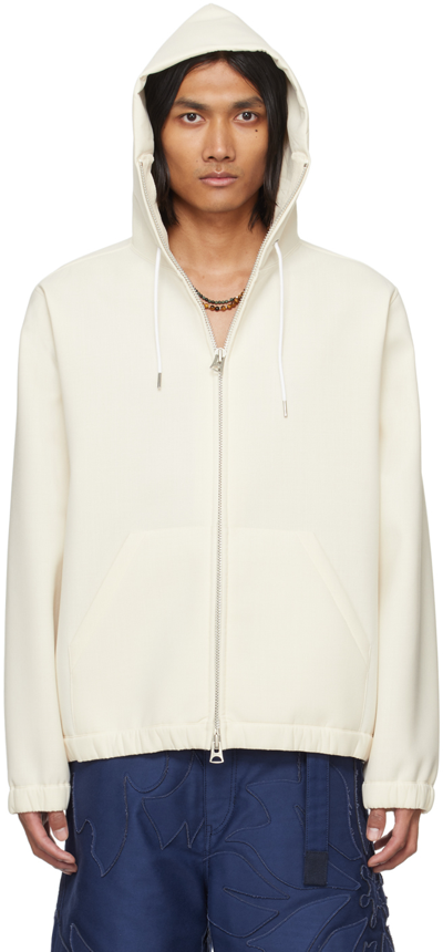 Sacai Off-white Raglan Hoodie In 151 Off White