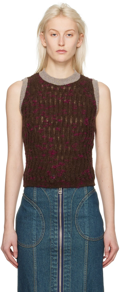 Eckhaus Latta Brown & Pink Plume Waistcoat In Sanguine