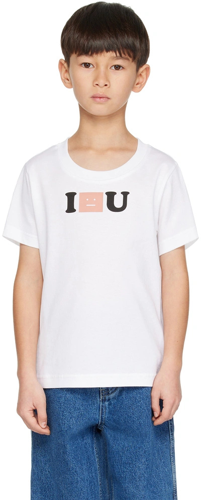 Acne Studios Kids' Face Logo Cotton Jersey T-shirt In Optic White