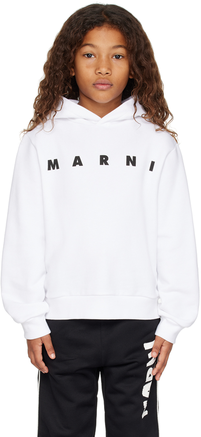 Marni Kids White Printed Hoodie In 0m100