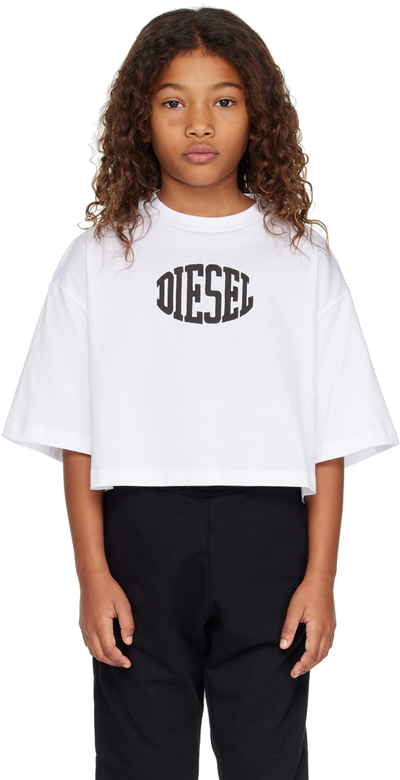 Diesel Kids White Printed T-shirt In K100