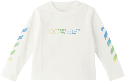 Off-white Baby White Arrow Rainbow Long Sleeve T-shirt In White Multicolor