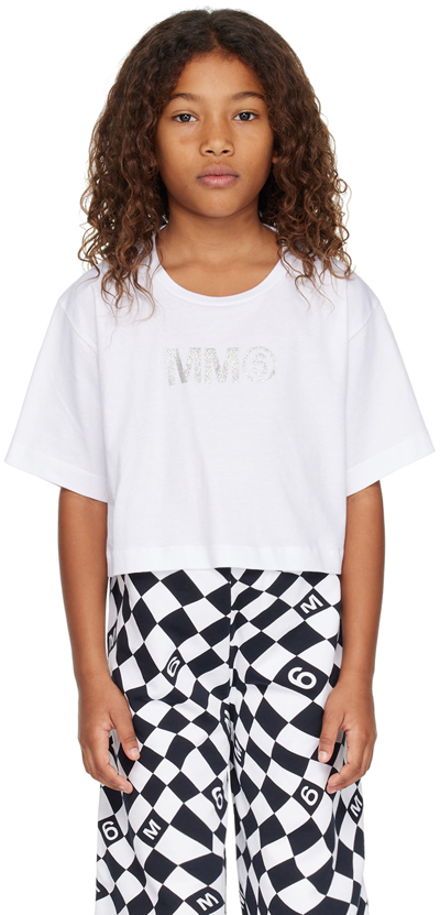 Mm6 Maison Margiela Kids White Printed T-shirt In M6100