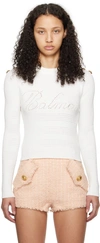 Balmain Signature Knit Jumper With Lion Button Detail In 0fa Blanc