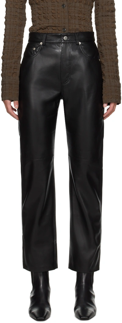 Nanushka Black Vinni Vegan Leather Trousers