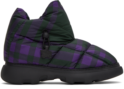 Burberry Checker Puffer Boots In Royal