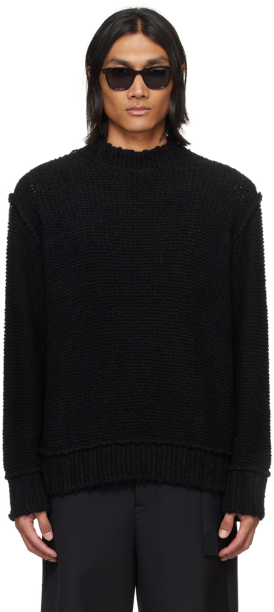 Sacai Black Distressed Sweater In 001 Black
