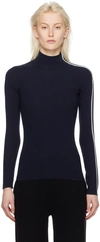 Moncler Navy Striped Turtleneck In 778 Navy