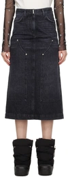 GIVENCHY BLACK REINFORCED PANEL DENIM MIDI SKIRT