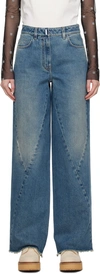 Givenchy Jean En Denim Oversize Avec Coutures Apparentes In 420-medium Blue