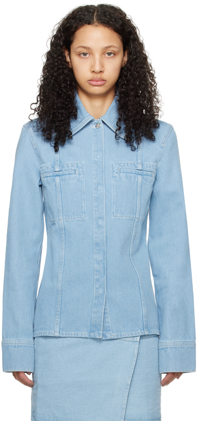 Nanushka Long-sleeve Denim Shirt In Blue