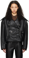 Nanushka Black Cinch Faux-leather Jacket In Black