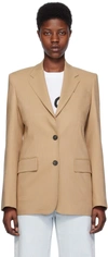 Msgm Notched-lapels Single-breasted Blazer In Nude