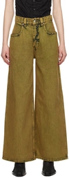 ECKHAUS LATTA KHAKI ULTRA WIDE LEG JEANS