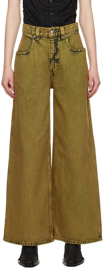 Eckhaus Latta Khaki Ultra Wide Leg Jeans In Swamp